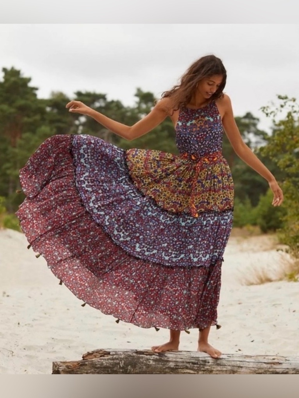 Bhanuni by Jyoti Floral Maxi Dress Tiered Silhouette Size 8 NWT - C76-048